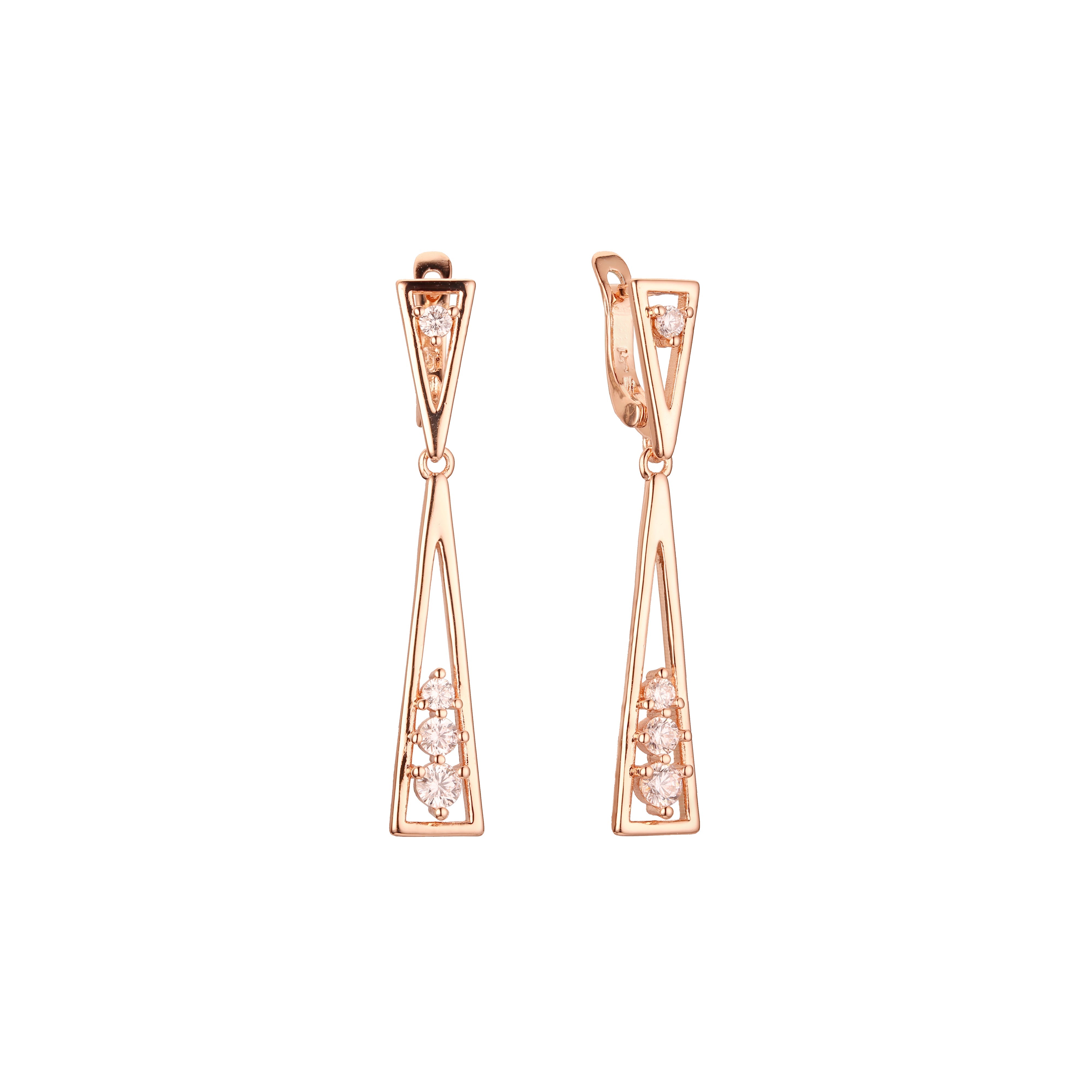 Aretes colgantes en Oro de 14K, baño de Oro Rosa colores