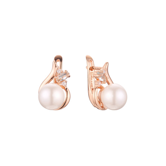 Pearl cluster earrings in 14K Gold, Rose Gold plating colors