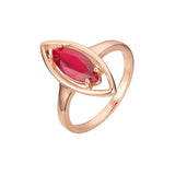 Solitario de oro rosa Anillos marquesa con piedra roja