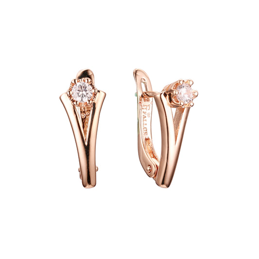 Solitaire earrings in 14K Gold, Rose Gold plating colors