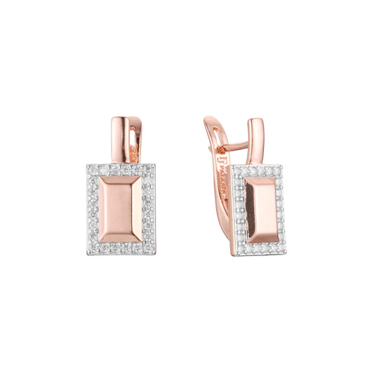 Aretes de racimo en Oro de 14K, Oro Rosa, baño de dos colores