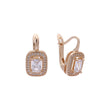 Rose Gold emerald cut stone halo earrings