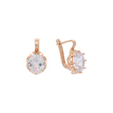 Solitaire big stone earrings in 14K Gold, Rose Gold plating colors