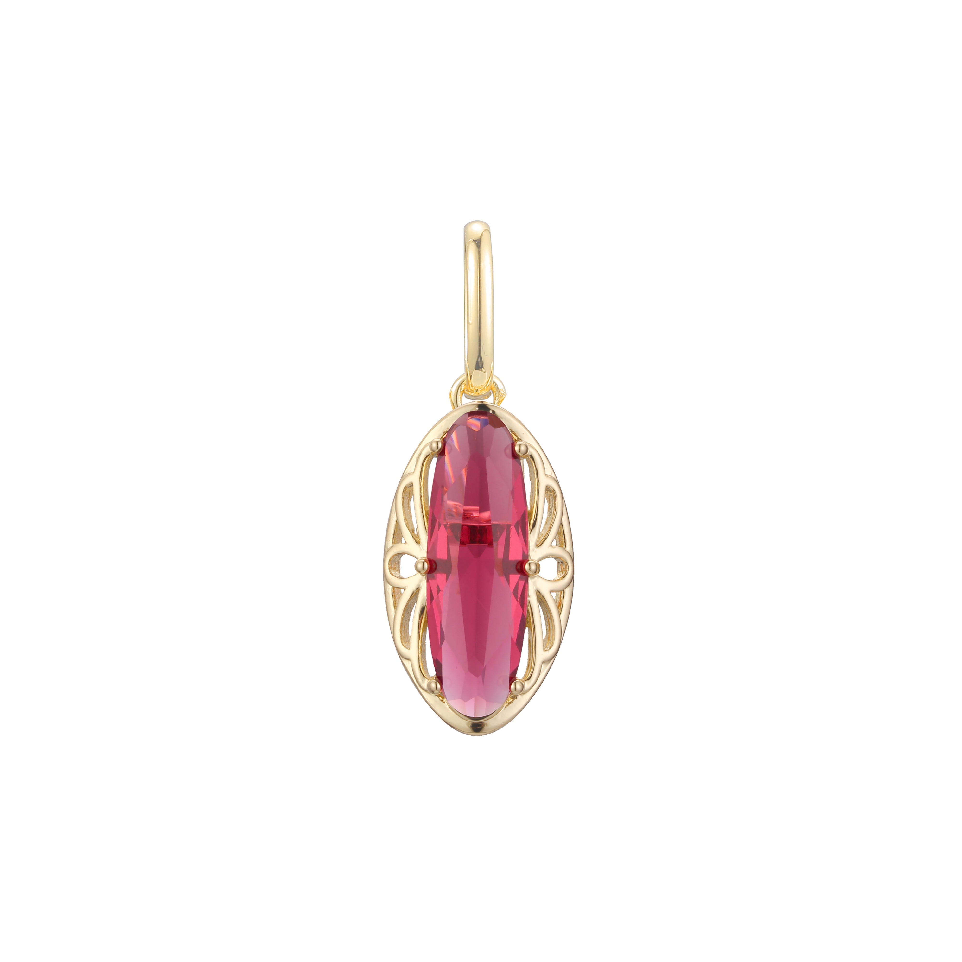 Solitaire long oval glass Rose Gold, 14K Gold, White Gold Pendant