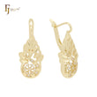 Thousand leaves cluster white CZs 14K Gold, Rose Gold earrings