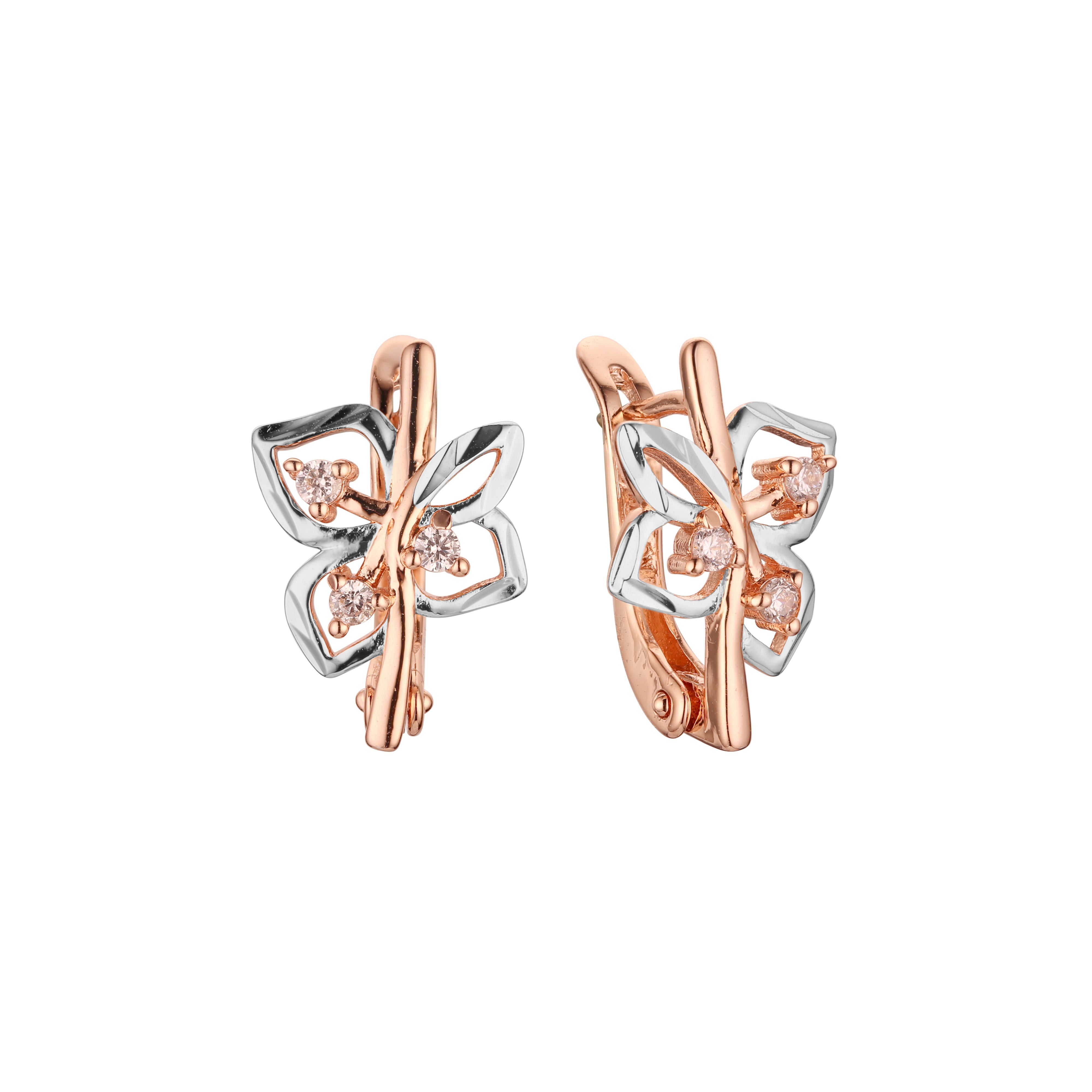 Earrings in Rose Gold, two tone plating colors