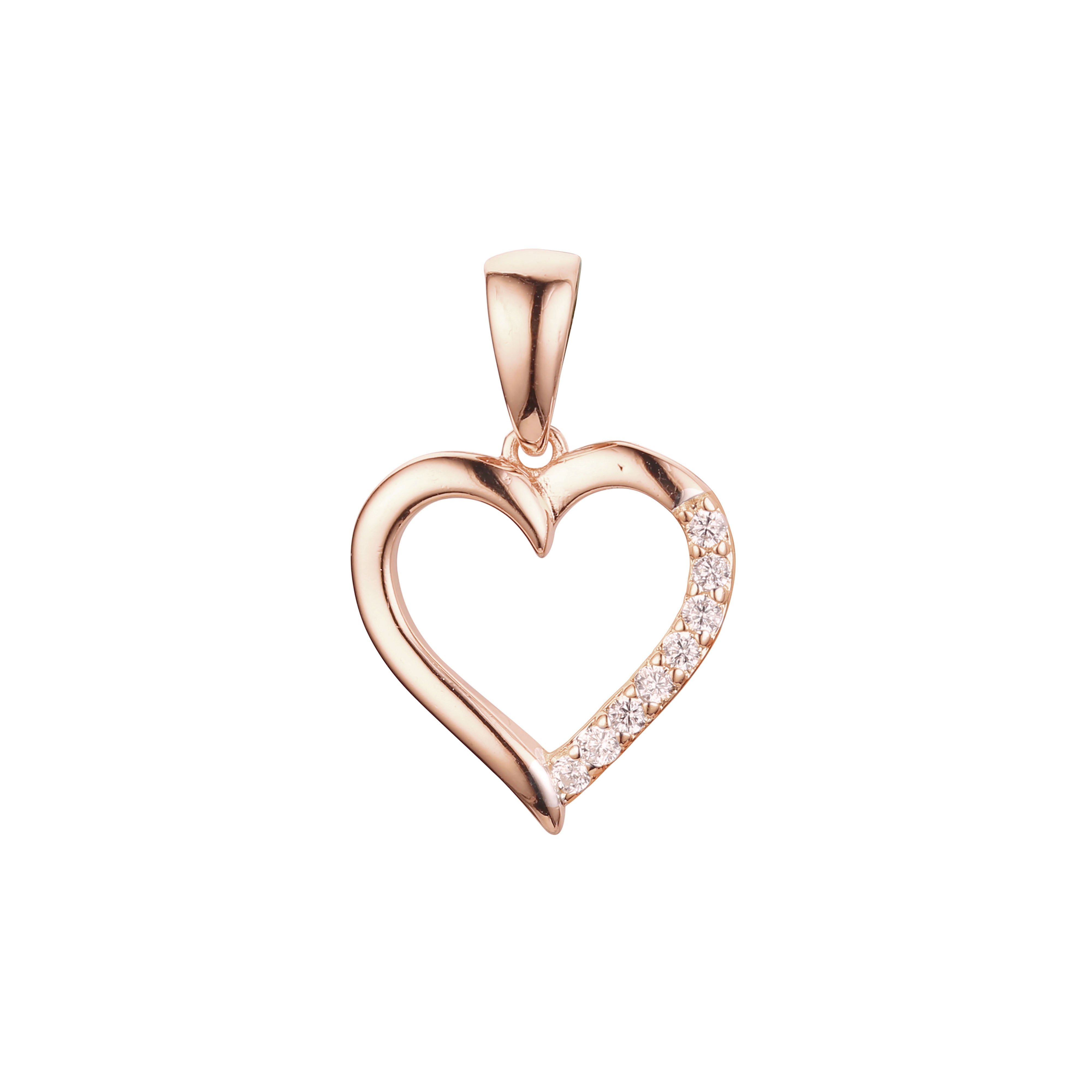 Colgante de corazón en Oro Rosa, Oro de 14K bicolor, baño de Oro de 18K colores