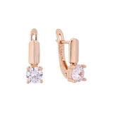 Solitaire round earrings in 14K Gold, Rose Gold plating colors