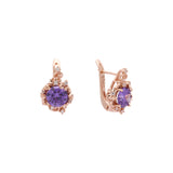 Solitaire big stone earrings in Rose Gold, two tone plating colors