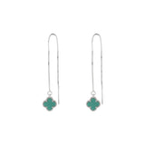 Clover threader earrings in White Gold, Rose Gold plating colors