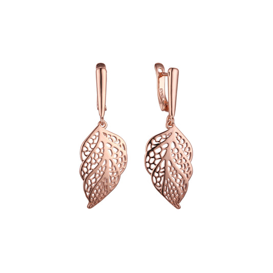 Pendientes Grand Falled Leaves en Oro de 14K, baño de Oro Rosa en colores