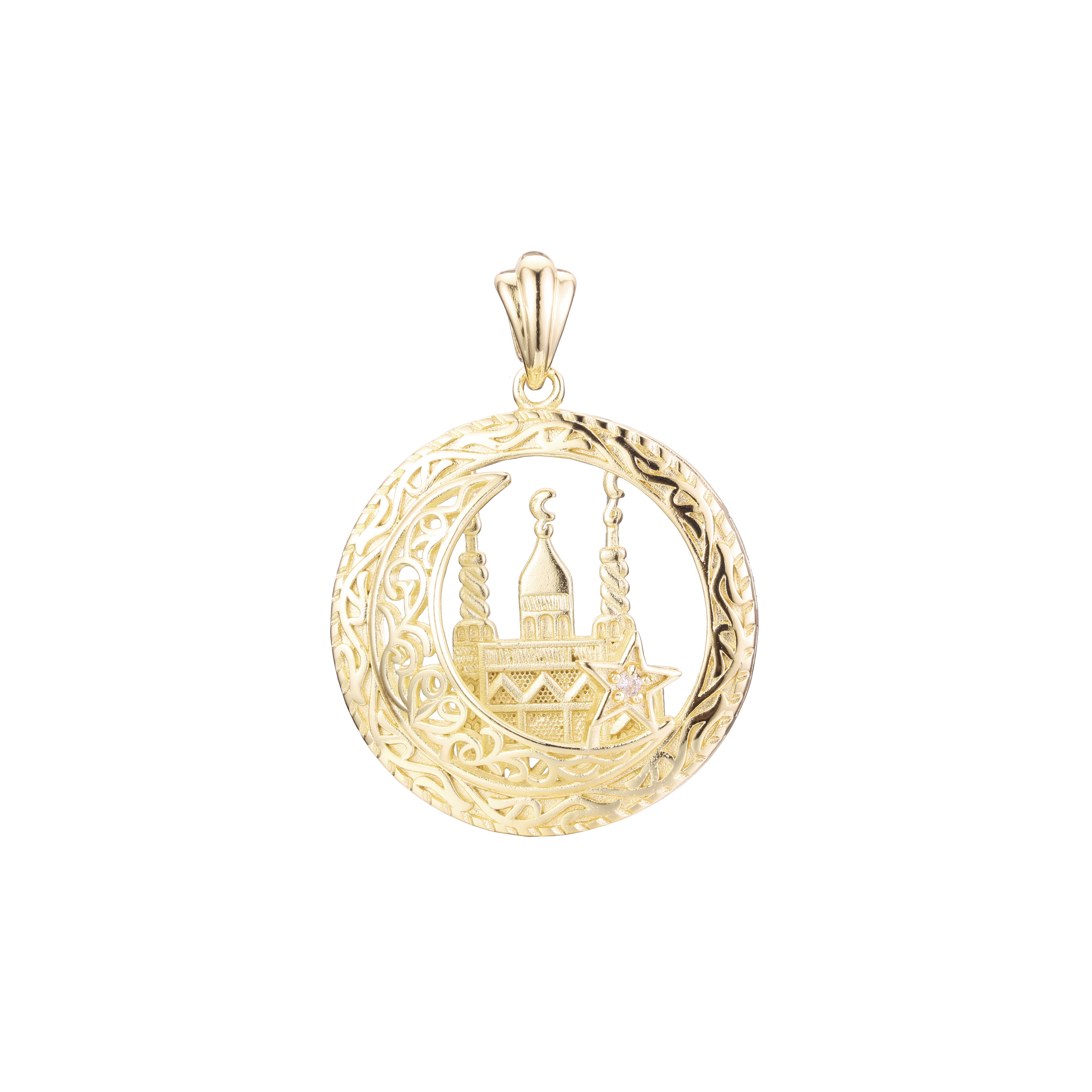 Islamic temple Pendant in Rose Gold, 14K Gold plating colors