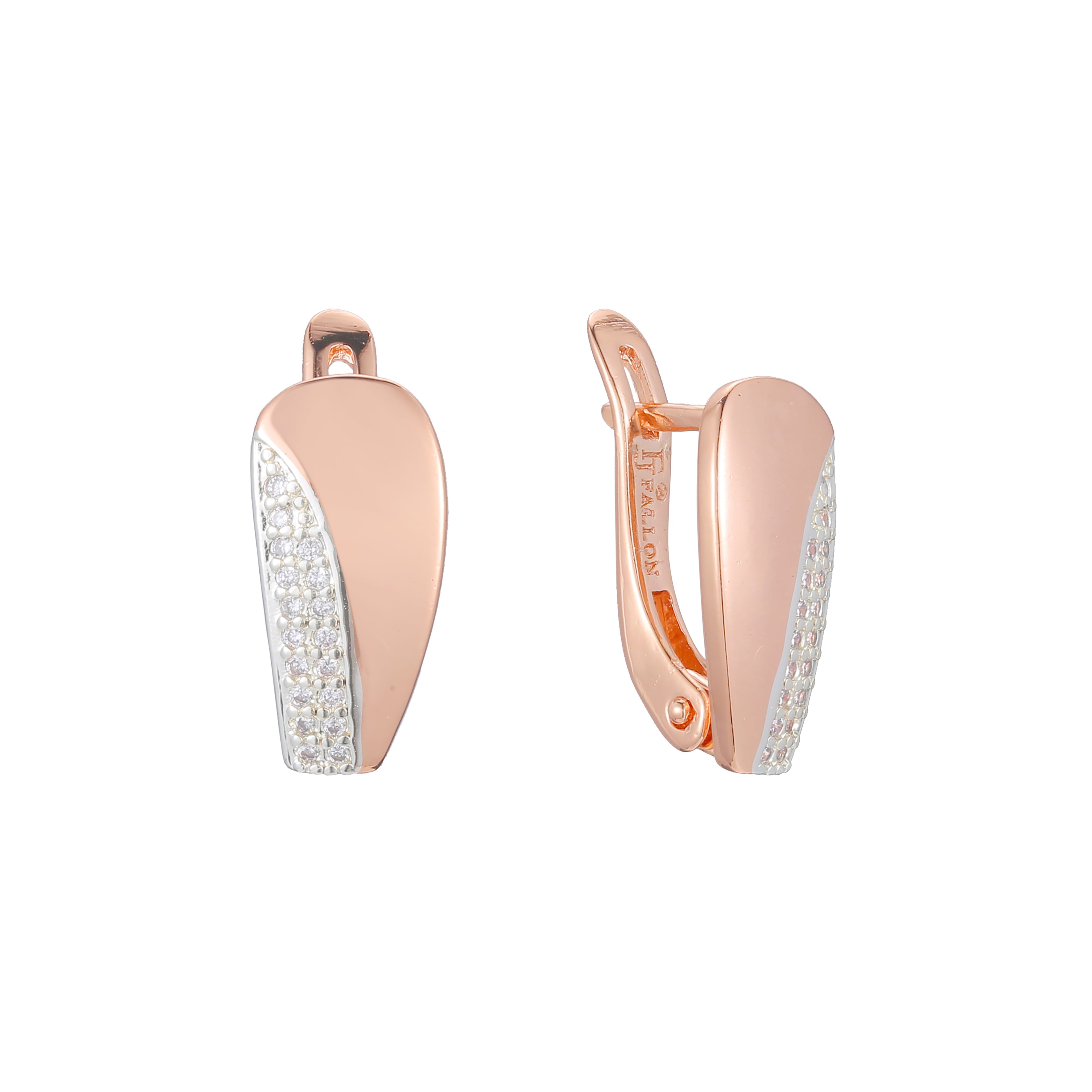 Aretes en Oro 14K, Oro Rosa, baño en dos tonos