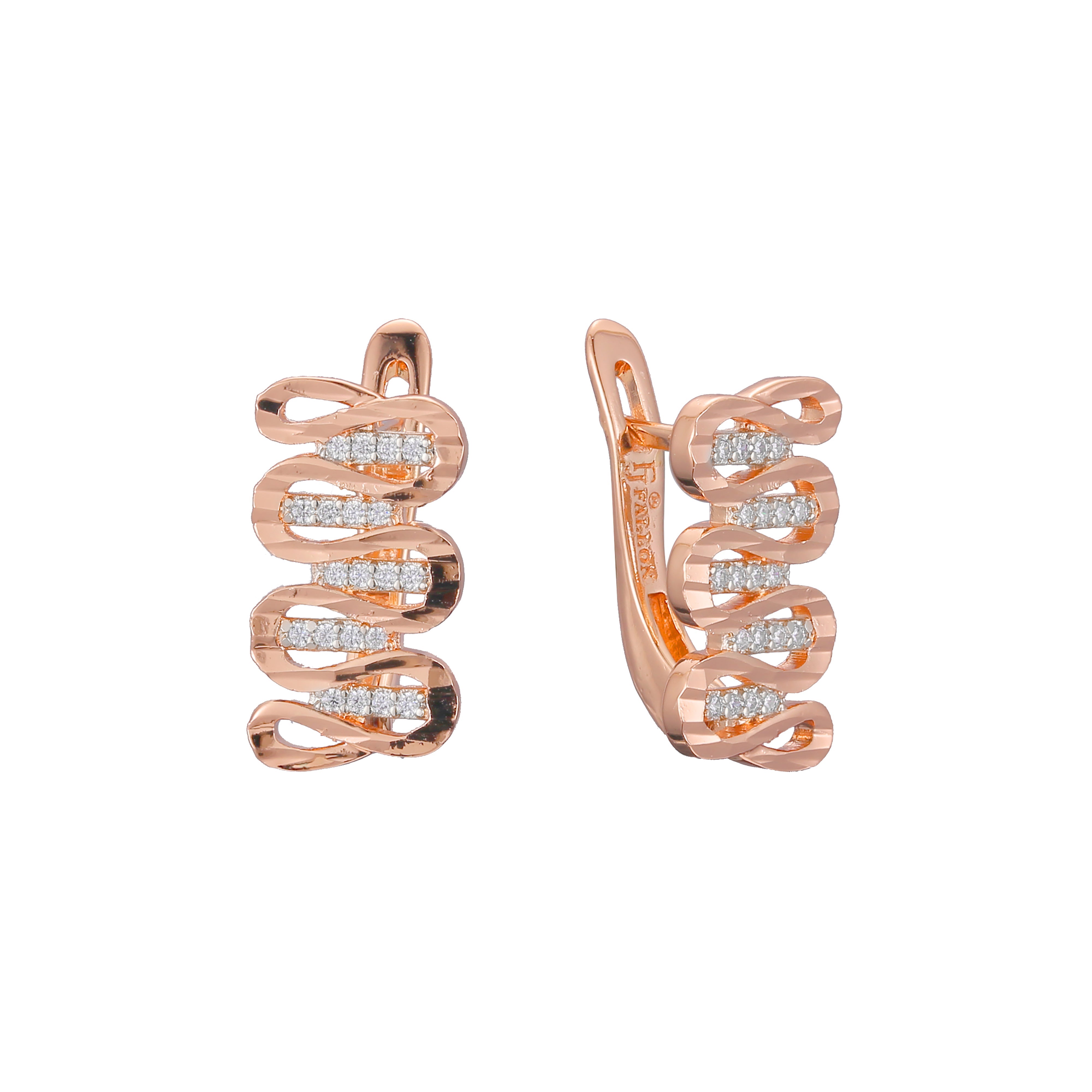 Aretes de serpentina en Oro de 14K, Oro Rosa, baño de dos tonos