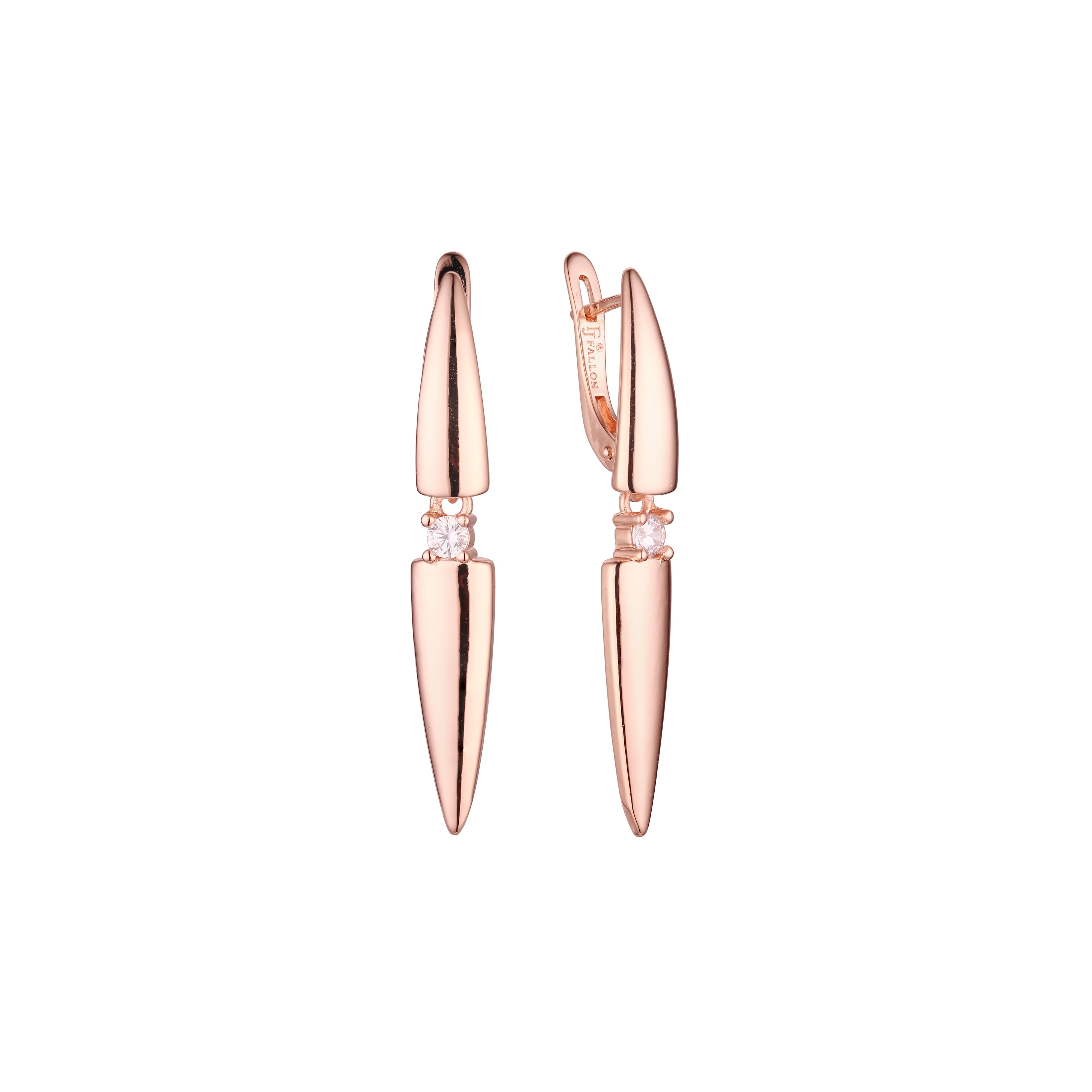 Solitaire earrings in 14K Gold, Rose Gold plating colors