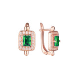 Elegant Rectangular Halo cluster CZs Rose Gold earrings