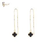 Clover threader earrings in White Gold, Rose Gold plating colors