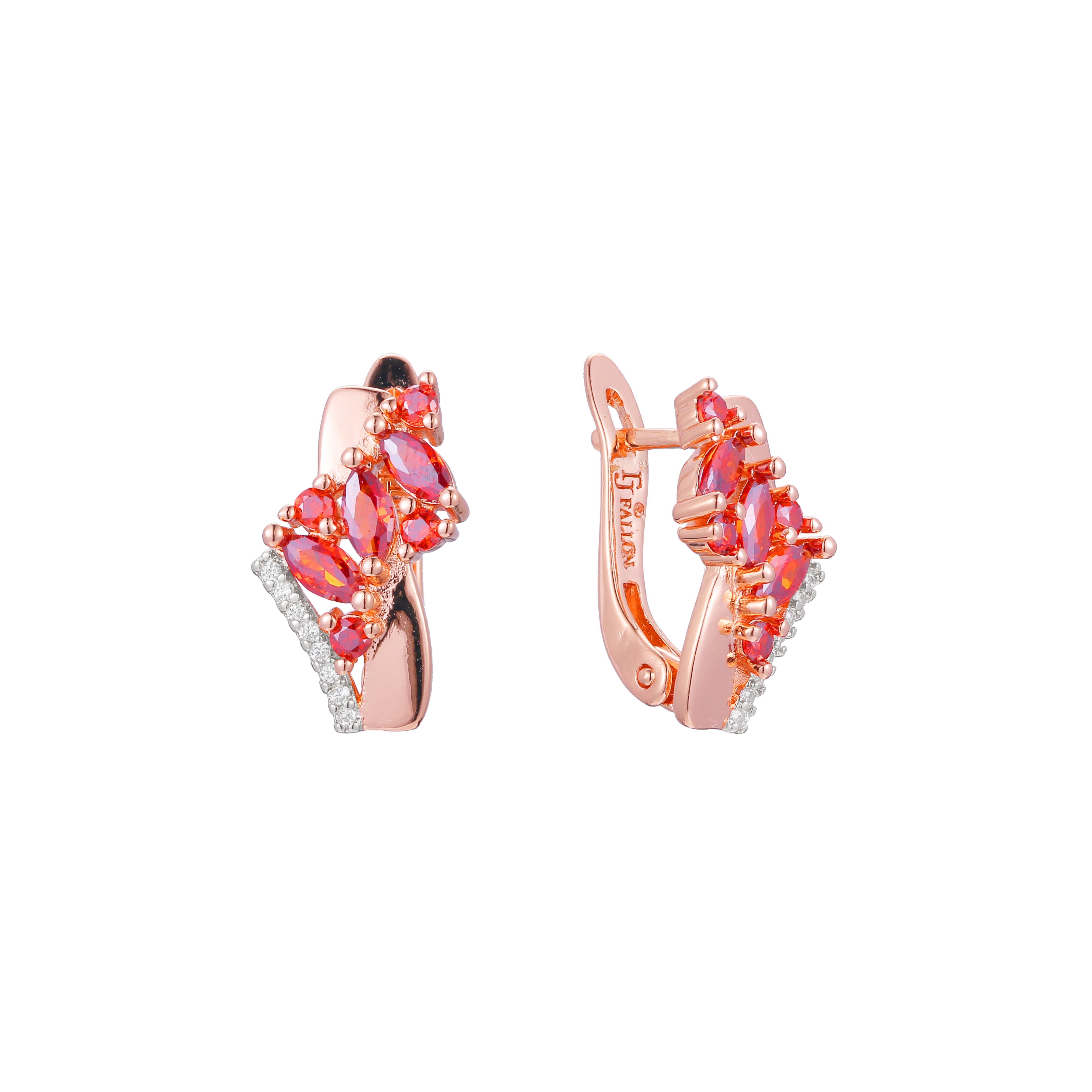 Aretes de racimo en Oro de 14K, Oro Rosa, baño de dos colores