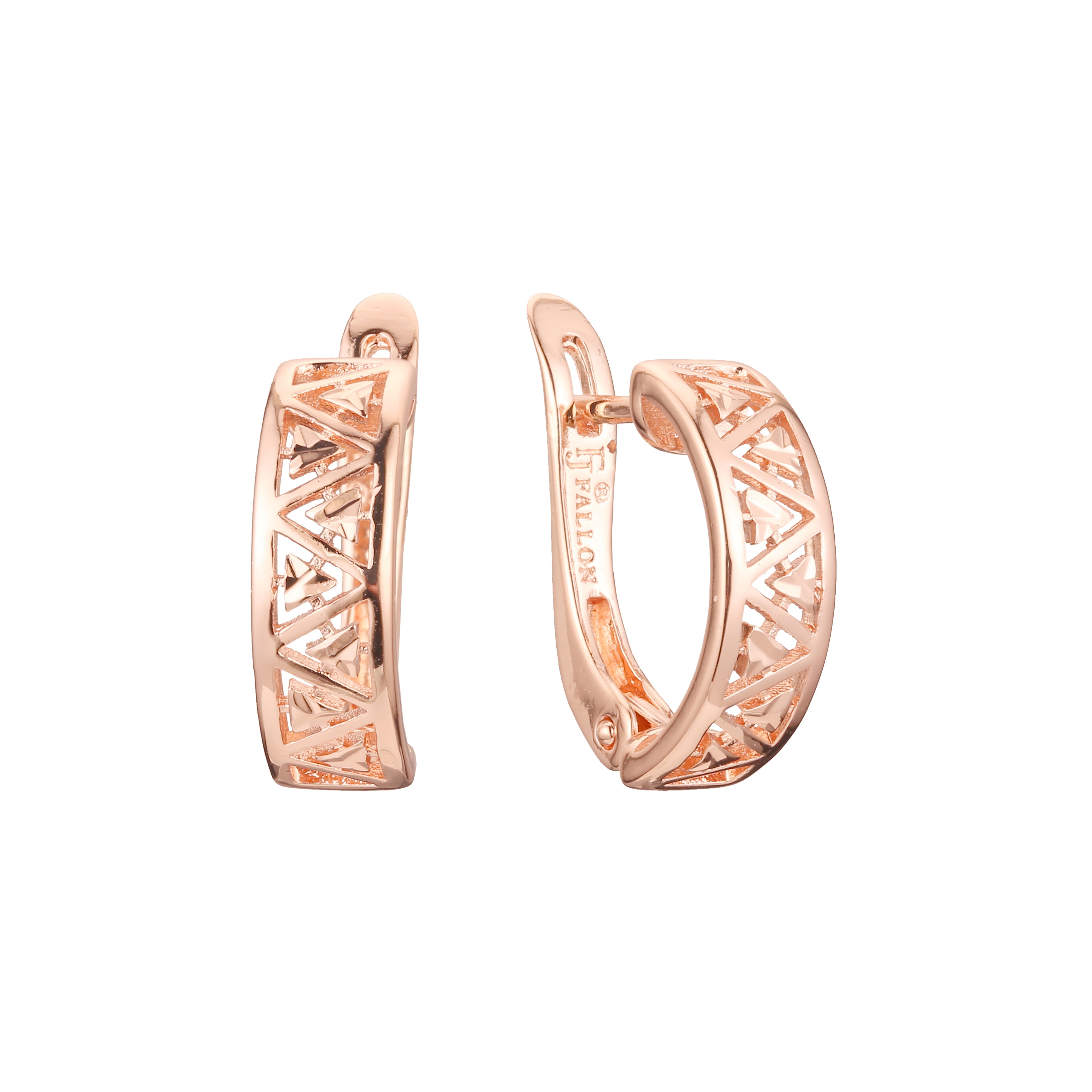 Brincos em ouro 14K, ouro rosa, duas cores de revestimento