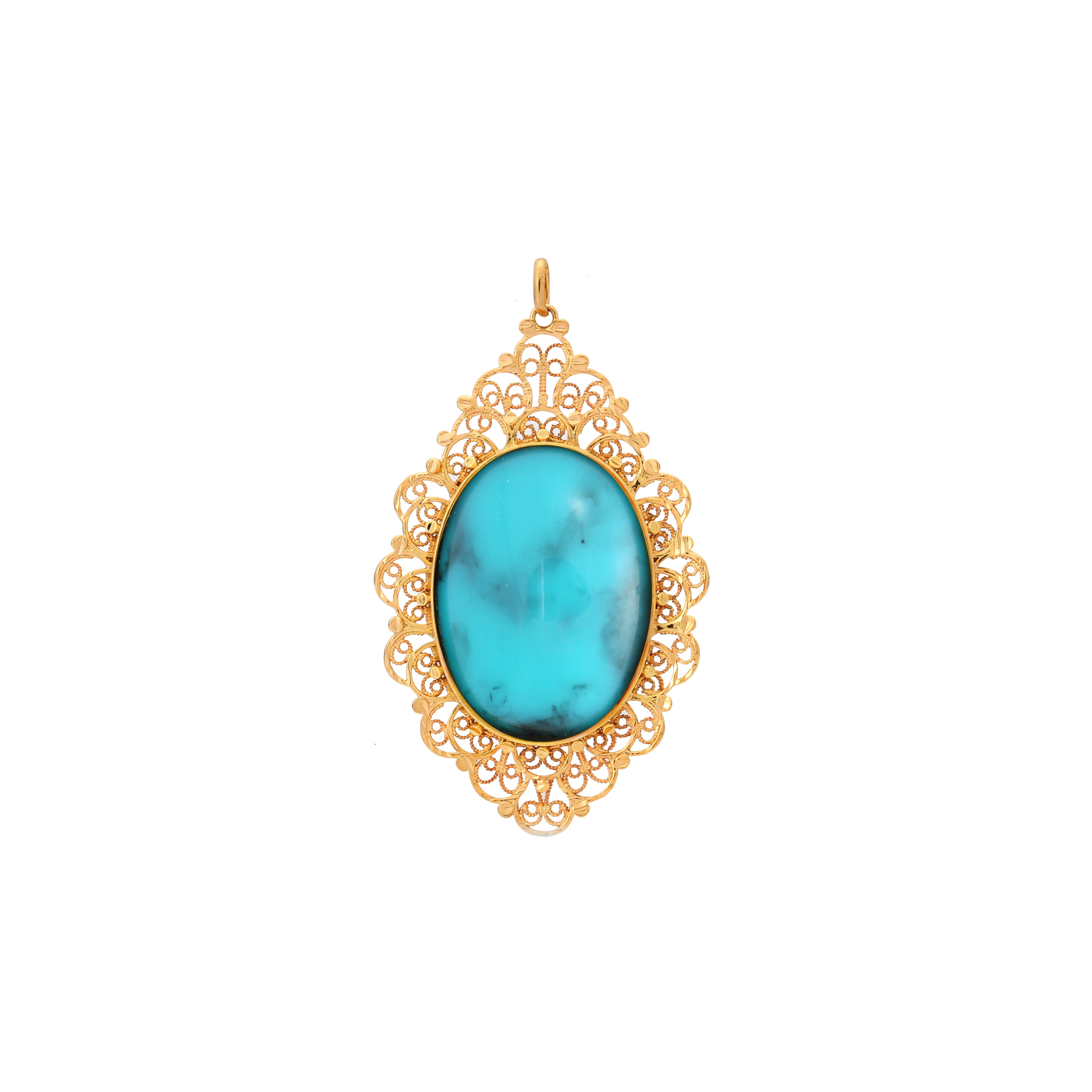 Cabochon colorful Onyx 18K Gold pendant