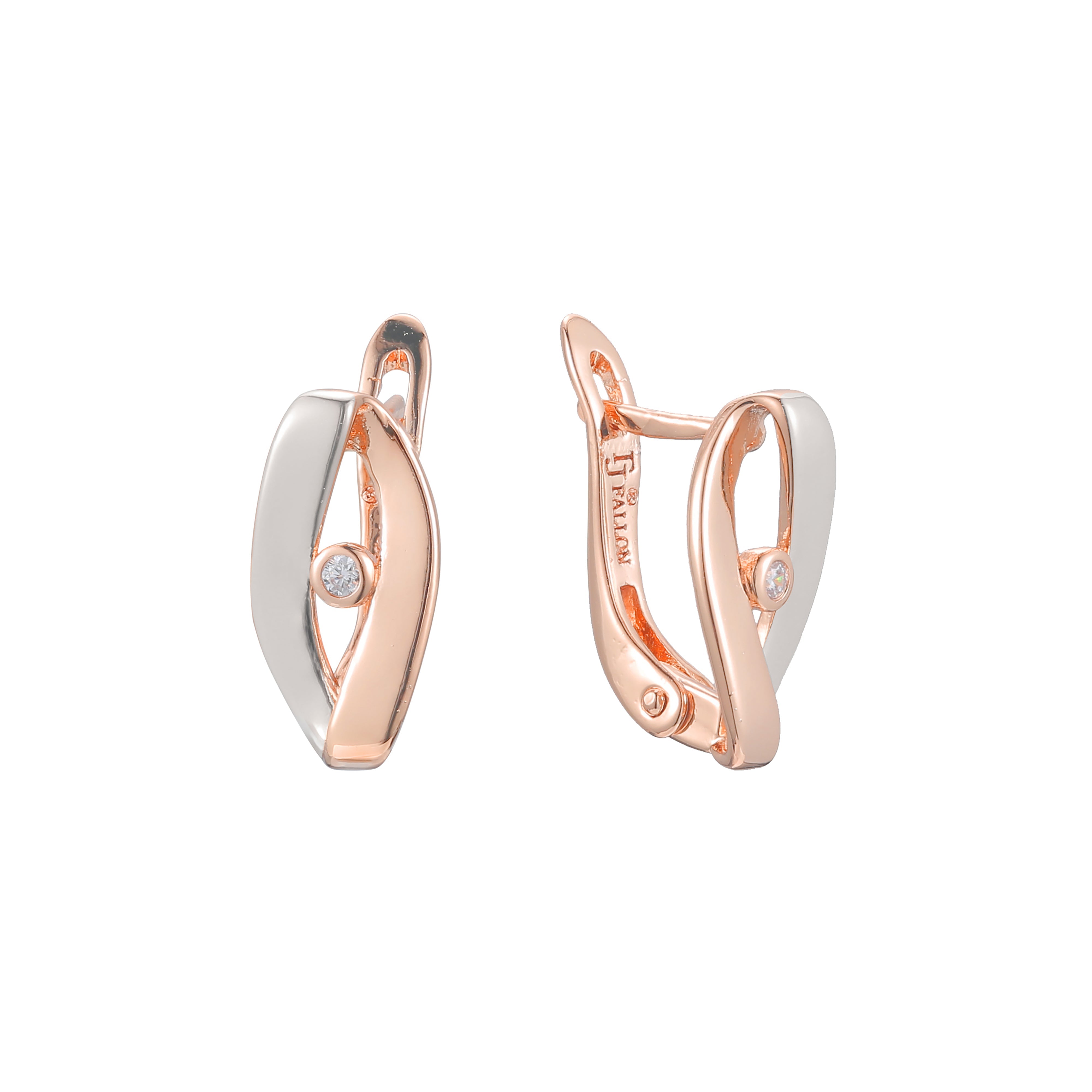 Solitaire earrings in 14K Gold, Rose Gold plating colors