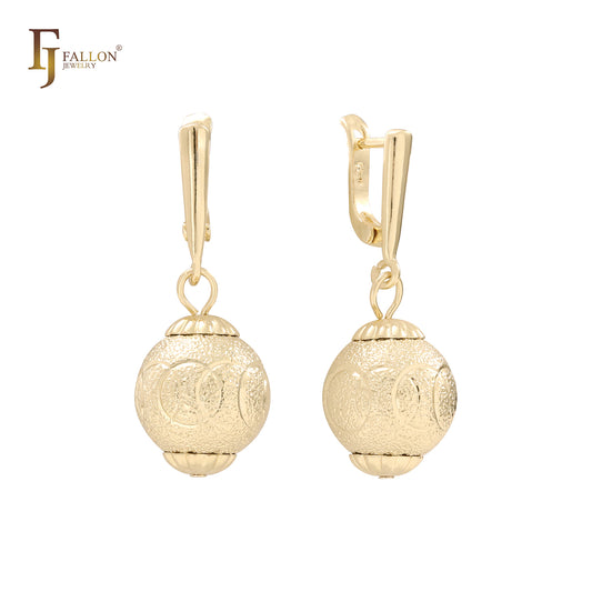 Lantern beads drop 14K Gold, Rose Gold Earrings