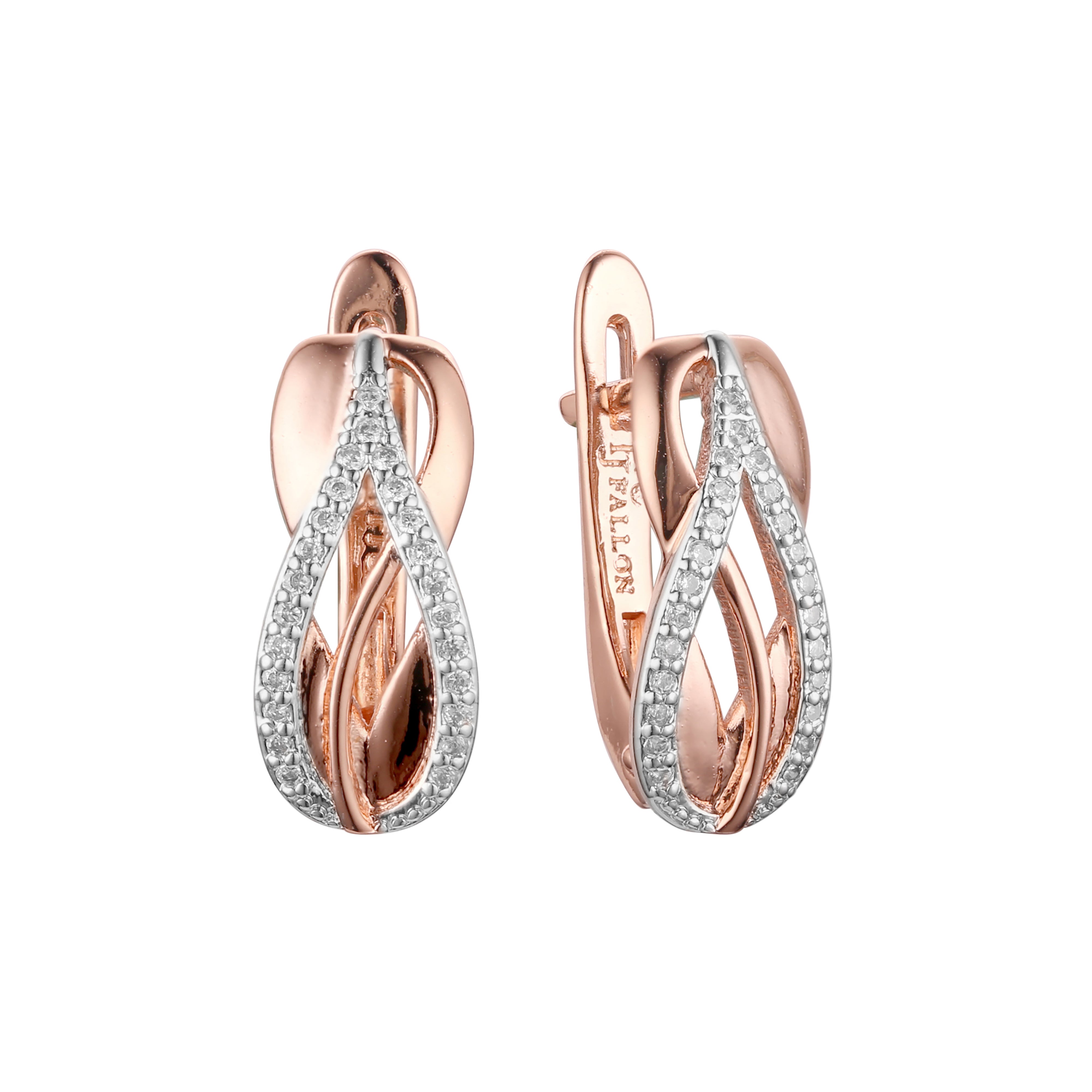 Aretes en Oro 14K, Oro Rosa, baño en dos tonos