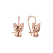 Wire hook cat cluster child earrings in 14K Gold, Rose Gold, two tone plating colors