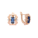 Colorful emerald cut colorful CZ Rose Gold earrings