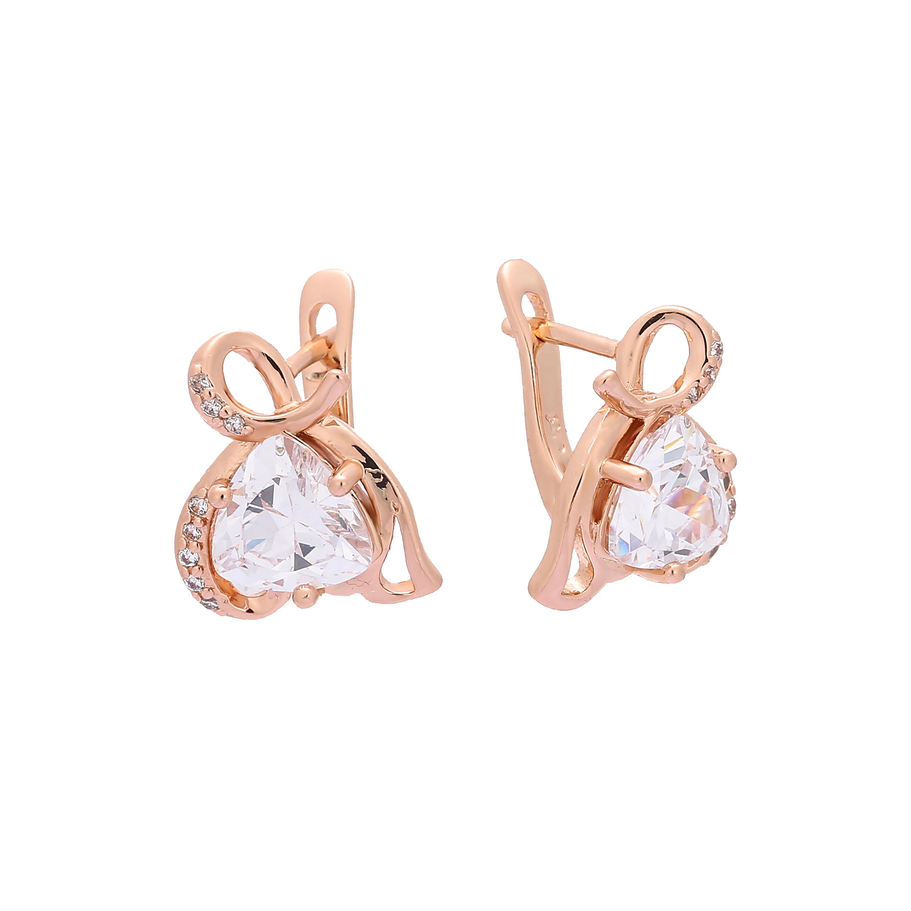 Brincos Solitaire coloridos cz Rose Gold