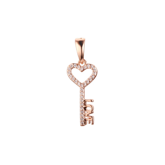 Rose Gold heart key pendant