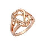 Ganso de moda pavimentado Oro 14K, anillos de oro rosa