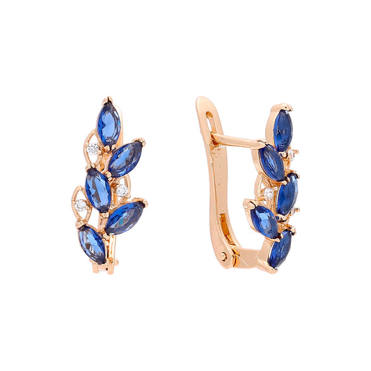 Cluster colorful CZ Rose Gold earrings