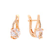 Solitaire big cz stone paved Rose Gold earrings