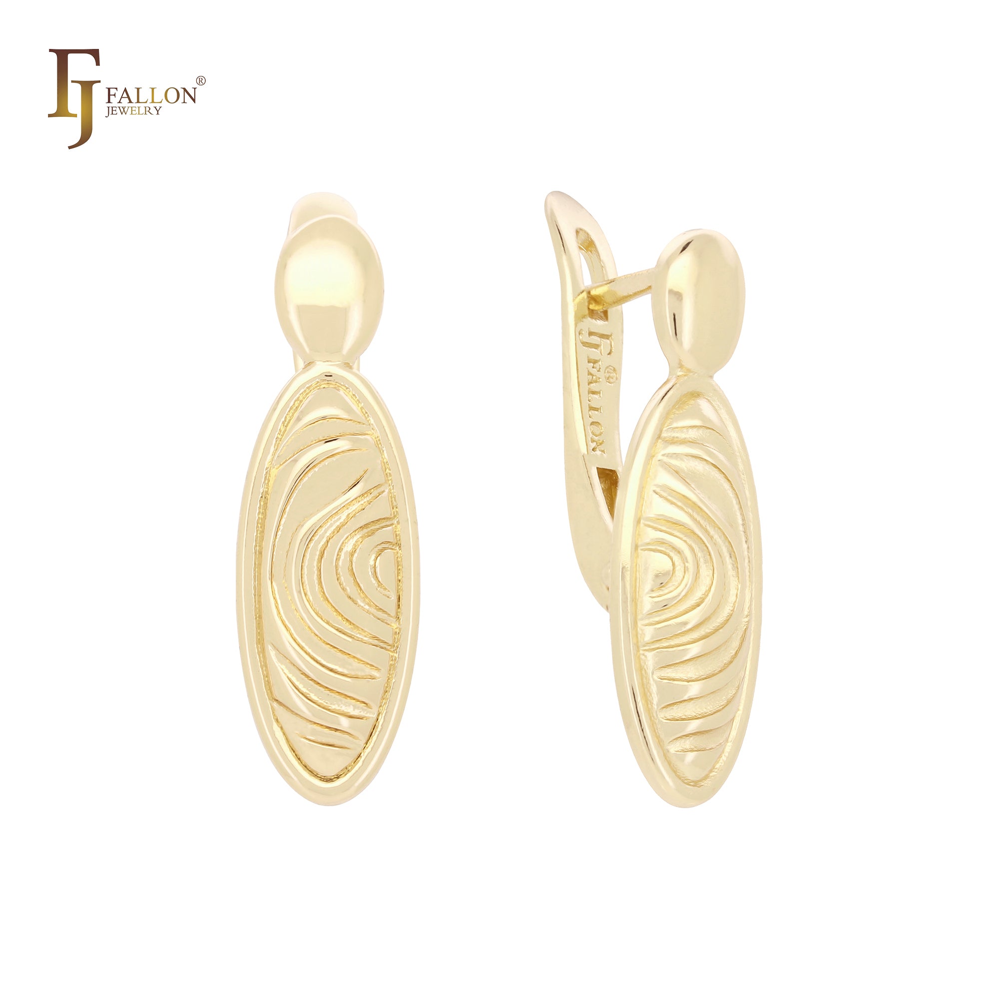 Finger print ripple Rise Gold Earrings