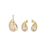 Paved teardrop 14K Gold pendant jewelry set