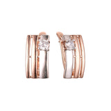 Rose Gold two tone solitaire white cz earrings