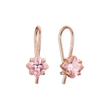 Solitaire squared CZ wire hook earrings in 14K Gold, Rose Gold, plating colors