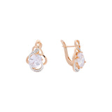 Solitaire big triangular CZ Rose Gold, two tone earrings