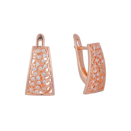 Cluster mesh 14K Gold, Rose Gold earrings