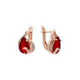 Solitaire teardrop earrings in Rose Gold, two tone plating colors