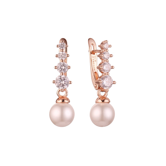 Aretes de racimo de perlas en Oro de 14K, colores baño de Oro Rosa