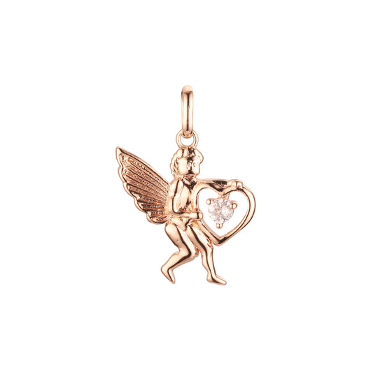 Pingente Anjo Cupido em ouro rosa, cores banhadas a ouro 14K