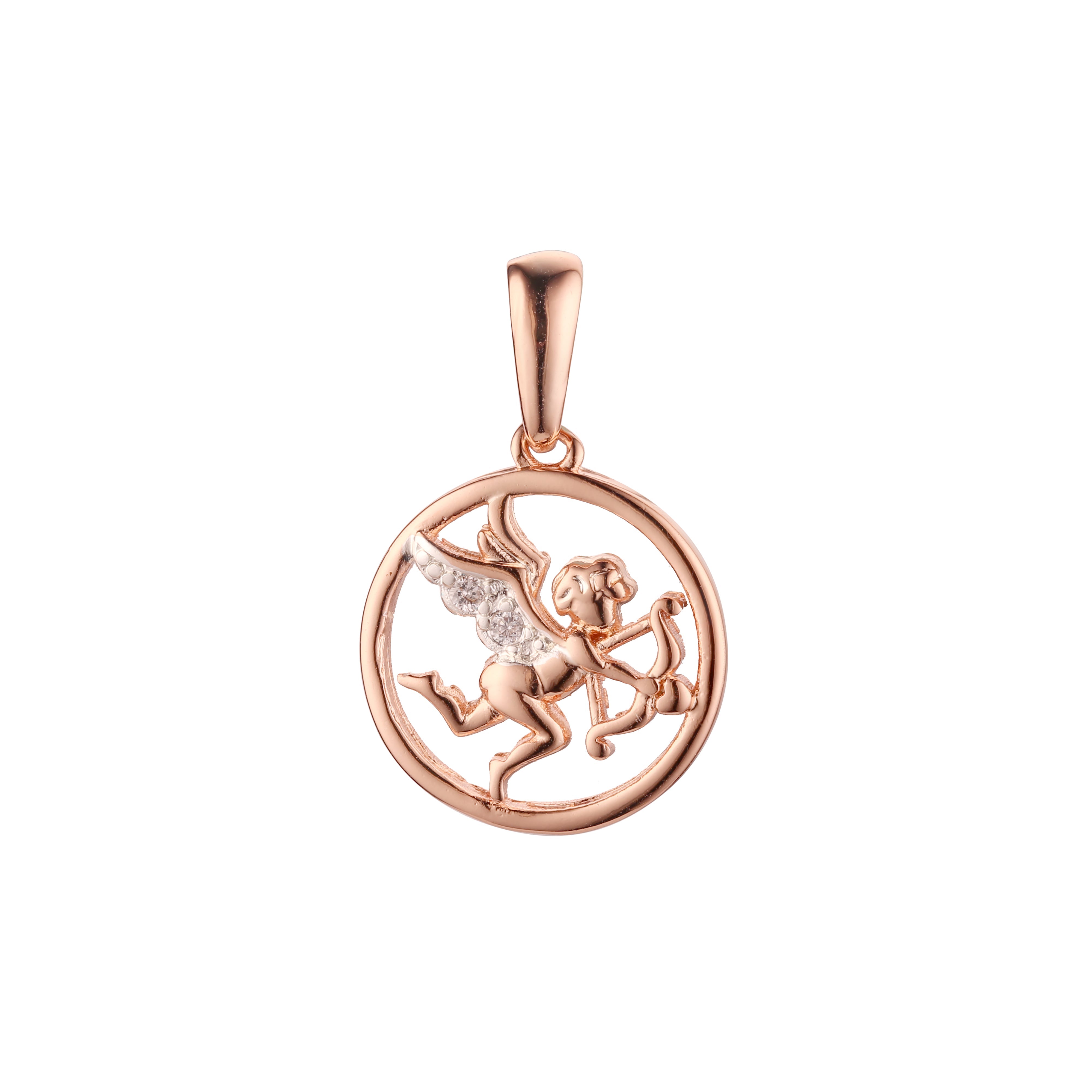 Rose Gold two tone Cupid pendant