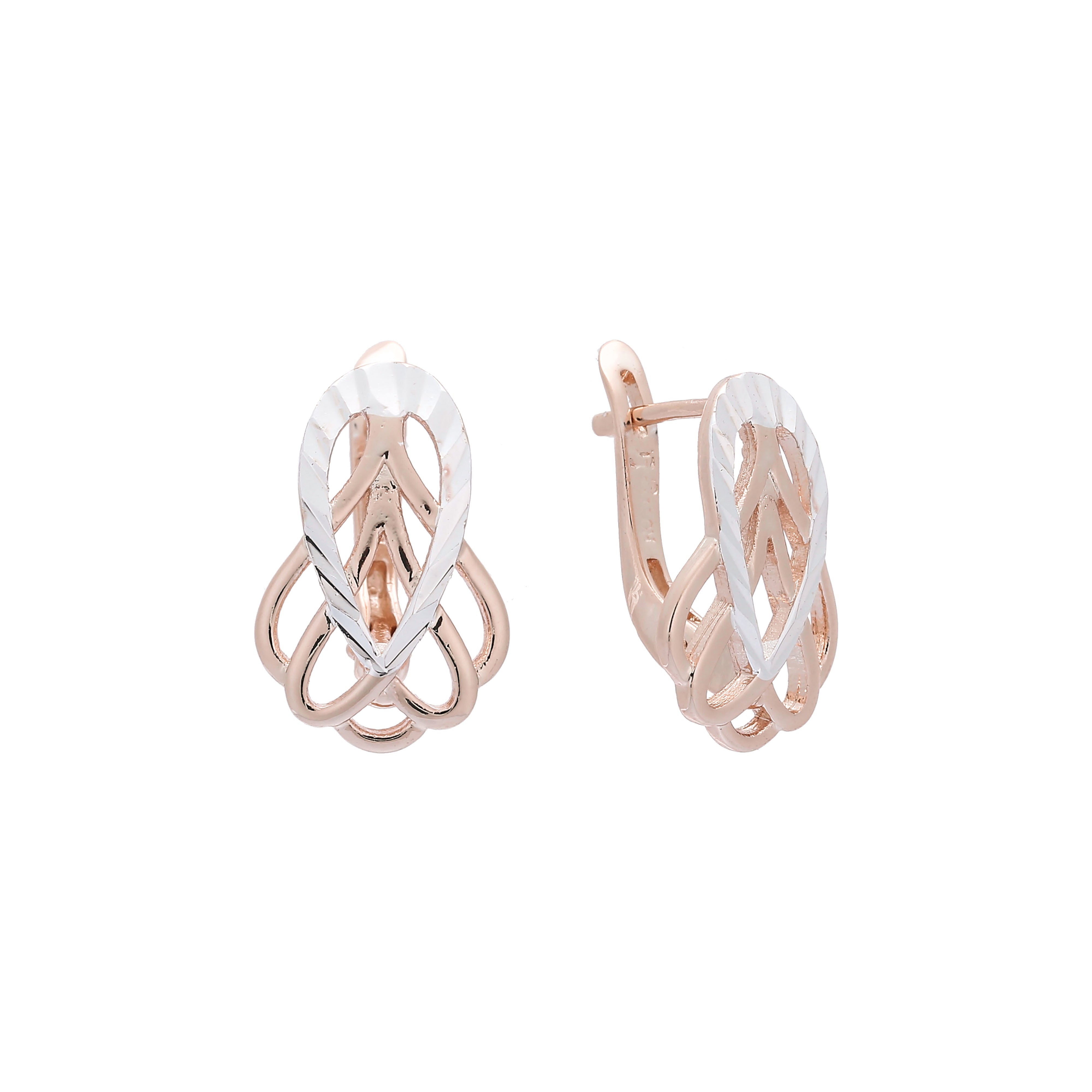 Elegant earrings in 14K Gold, Rose Gold two tone plating colors