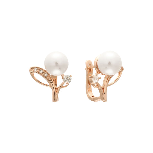 Pearl flower Rose Gold earrings