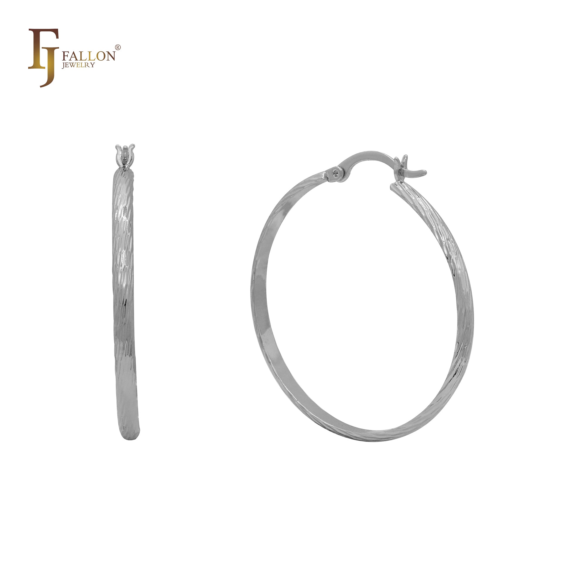 Rounded ripple textured hoop earrings