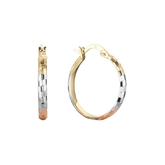 Aretes tipo argolla en Oro 14K, Oro Rosa, baño en dos colores