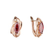 Solitaire Marquise Red CZ Rose Gold, brincos de dois tons