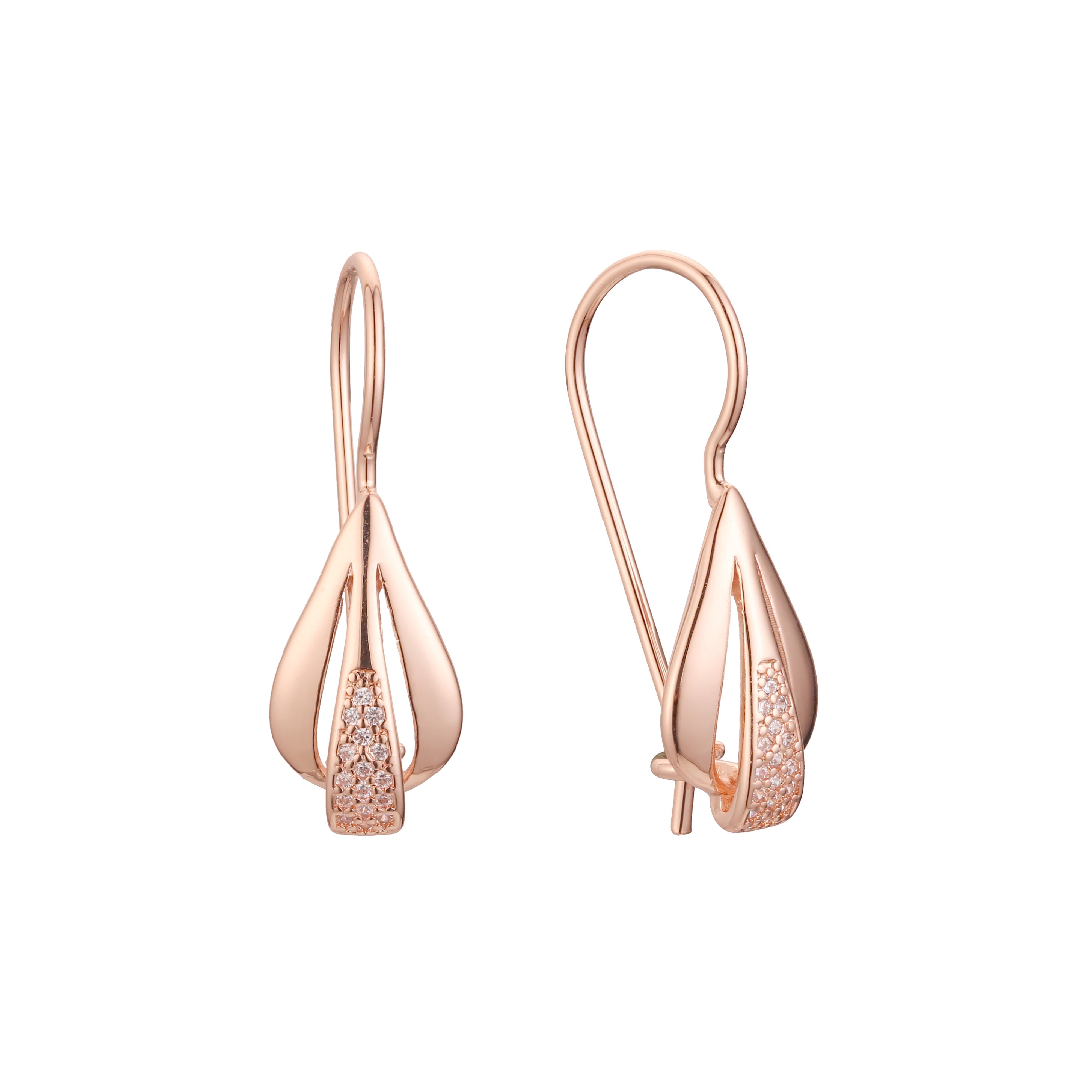 Wire hook earrings in 14K Gold, Rose Gold, two tone plating colors